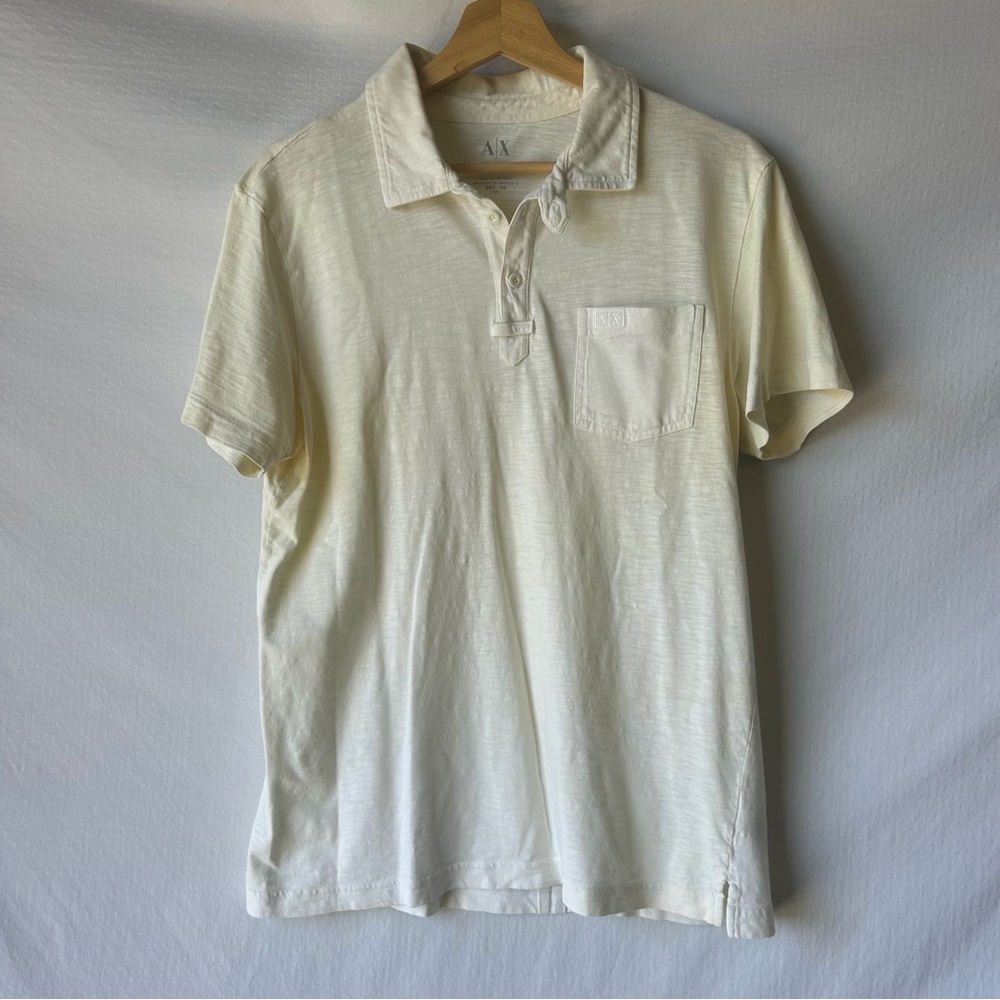 ARMANI Exchange Men's Cream Polo Shirt